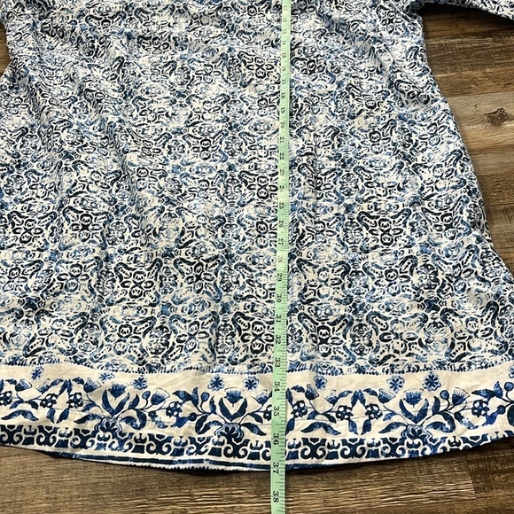 Lands End Embroidered V-neck Cotton Blue Print Tunic Sz 1X Dress Coverup Coastal - Picture 11 of 16